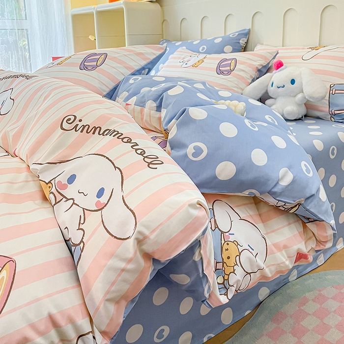 91家纺网 家纺一手货源 找家纺 博雅 2024新款全棉三丽鸥AB版活性印花四件套 休闲玉桂狗