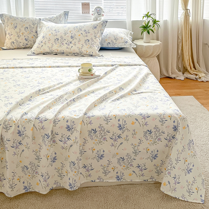 91家纺网 家纺一手货源 找家纺 涵宸家纺 2024新款全棉小清新印花单品套件--单床单 床单-云梦泽