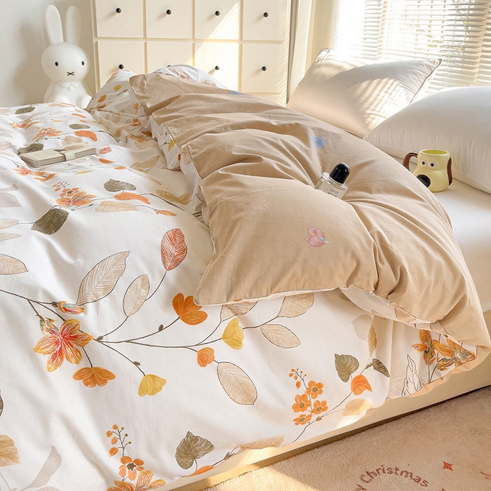 91家纺网 家纺一手货源 找家纺 大柏树 2025新款全棉13376印花四件套系列（可定制）-单被套 浅花悠悠