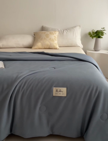 91家纺网 家纺一手货源 找家纺 慕尚家纺 2025新款针织棉华夫格夏被 华夫格 深海蓝