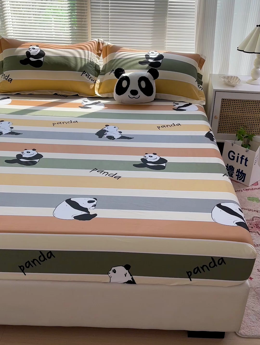 91家纺网 家纺一手货源 找家纺 大柏树 2025新款全棉13376印花四件套系列（可定制）-单床笠 功夫熊