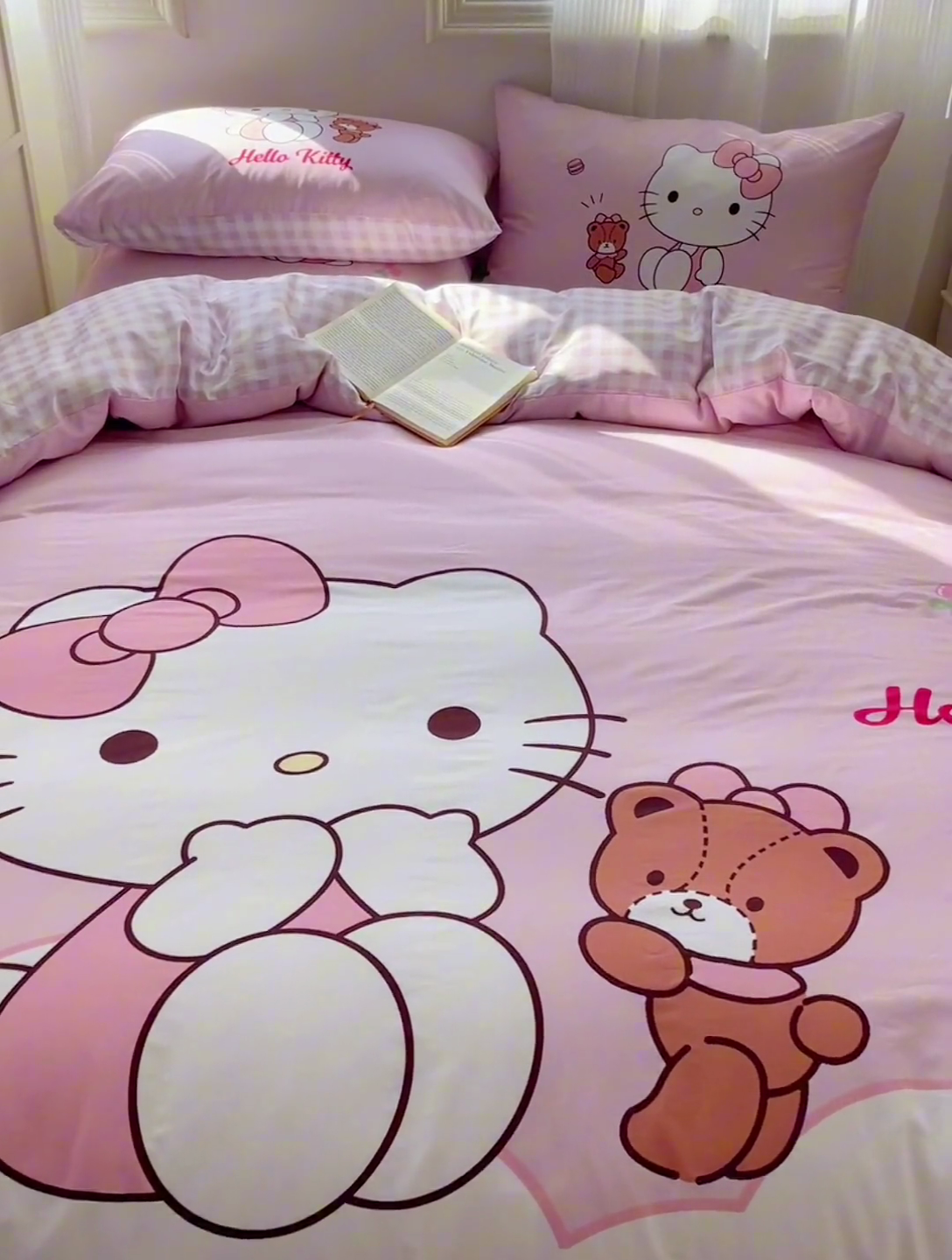 91家纺网 家纺一手货源 找家纺 星座 2025大版全棉三丽鸥四件套 樱桃KT