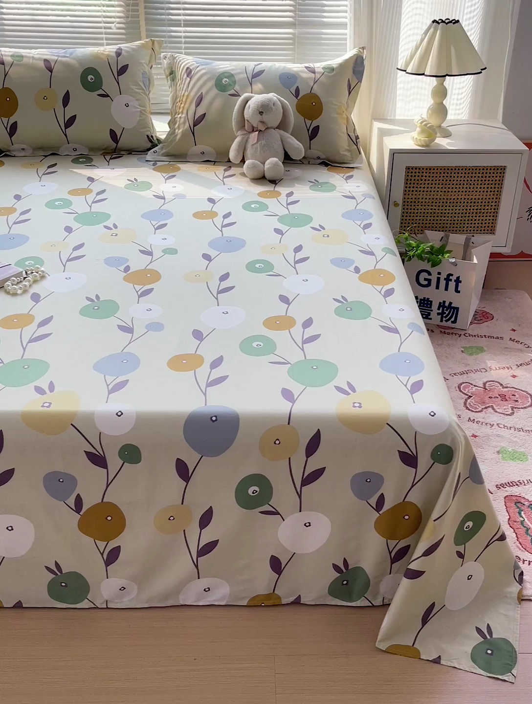 91家纺网 家纺一手货源 找家纺 大柏树 2025新款全棉13376印花四件套系列（可定制）-单床单 娜然