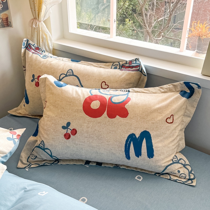 91家纺网 家纺一手货源 找家纺 涵宸家纺 2024新款全棉小清新印花单品套件--单被套 皮皮龙