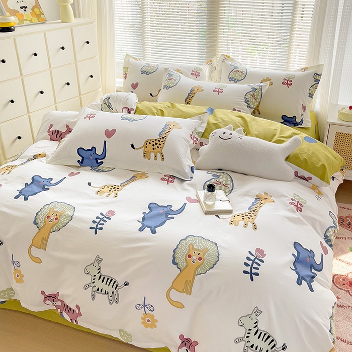 91家纺网 家纺一手货源 找家纺 大柏树 2025新款全棉13376印花四件套系列（可定制）-床单四件套 爱乐儿