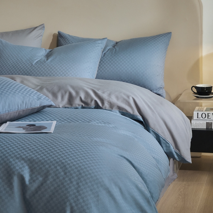 91家纺网 家纺一手货源 找家纺 涵宸家纺 2024新款全棉提花四件套-菲比 菲比-宾利灰