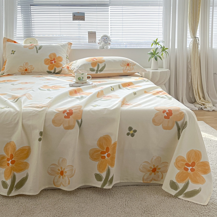 91家纺网 家纺一手货源 找家纺 涵宸家纺 2024新款全棉小清新印花单品套件--单床单 床单-香榭