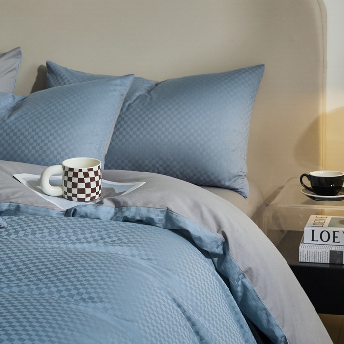 91家纺网 家纺一手货源 找家纺 涵宸家纺 2024新款全棉提花四件套-菲比 菲比-宾利灰