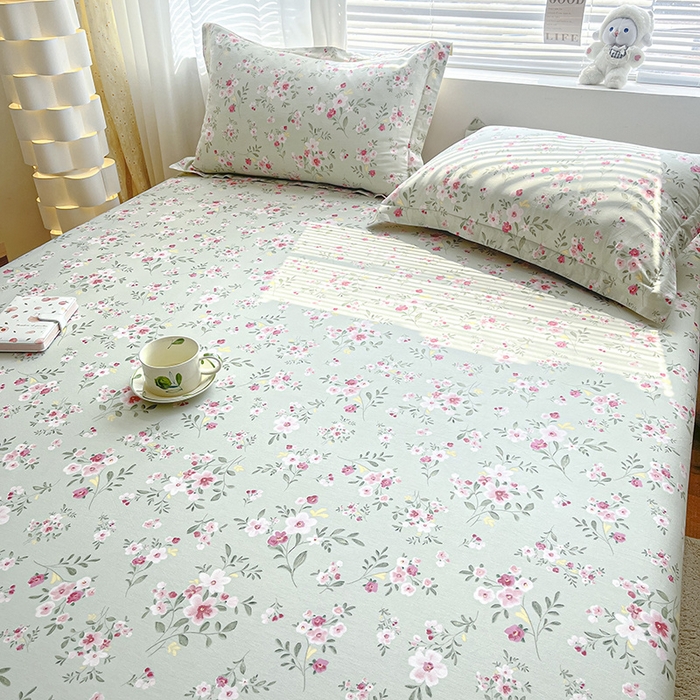 91家纺网 家纺一手货源 找家纺 涵宸家纺 2024新款全棉小清新印花单品套件--单床笠 床笠-浅香