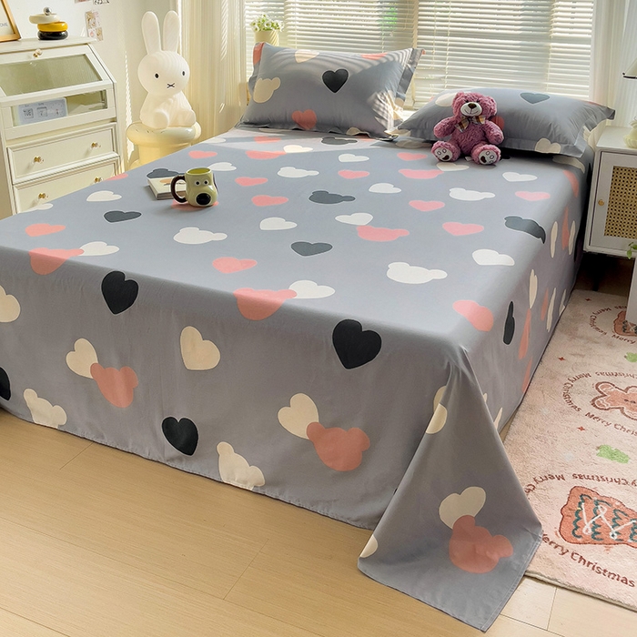 91家纺网 家纺一手货源 找家纺 大柏树 2025新款全棉13376印花四件套系列（可定制）-单床单 小爱恋