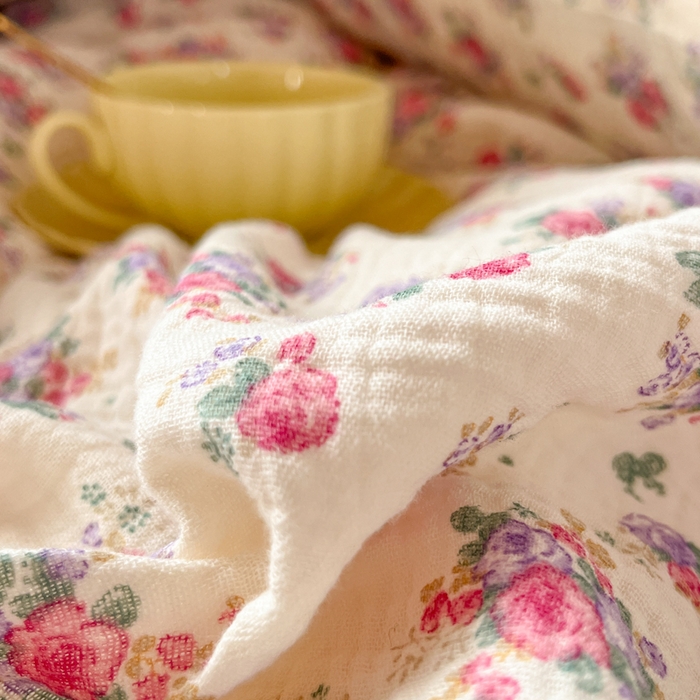 91家纺网 家纺一手货源 找家纺 千朵 2024新款全棉双层纱四件套 紫薇