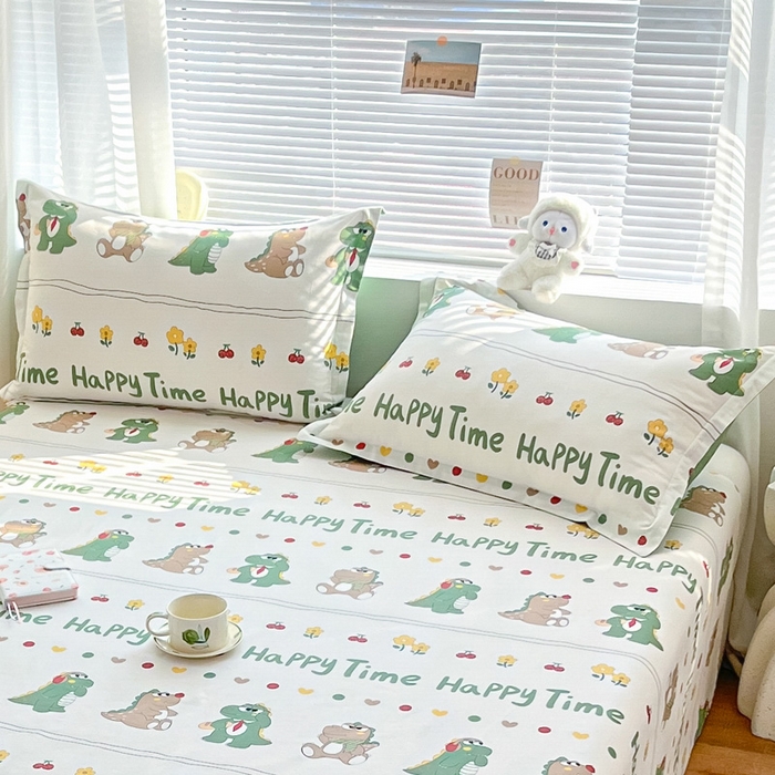 91家纺网 家纺一手货源 找家纺 涵宸家纺 2024新款全棉小清新印花单品套件--单枕套 枕套-功夫龙仔