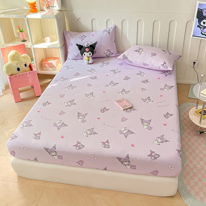 91家纺网 家纺一手货源 找家纺 博雅 2024新款三丽鸥正版授权全棉活性印花单床笠 辛巴与库洛米