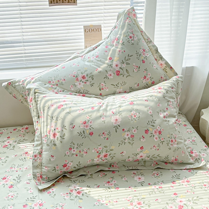 91家纺网 家纺一手货源 找家纺 涵宸家纺 2024新款全棉小清新印花单品套件--单枕套 枕套-浅香