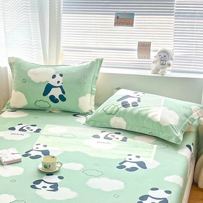 91家纺网 家纺一手货源 找家纺 涵宸家纺 2024新款全棉小清新印花单品套件--单枕套 枕套-云影熊