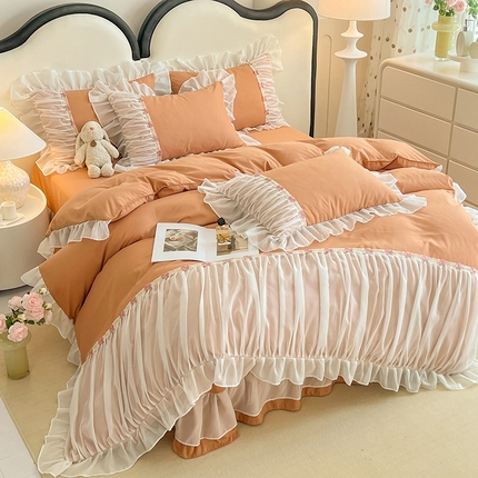 91家纺网 家纺一手货源 找家纺 （总）芭比蔓家纺 2024新款雪纺磨毛四件套-春色系列