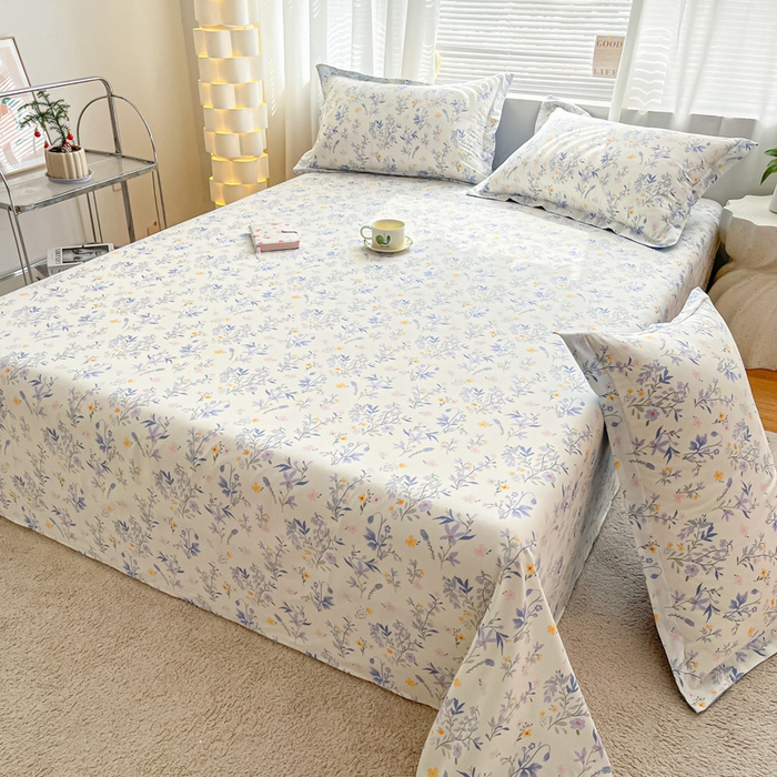 91家纺网 家纺一手货源 找家纺 涵宸家纺 2024新款全棉小清新印花单品套件--单床单 床单-云梦泽