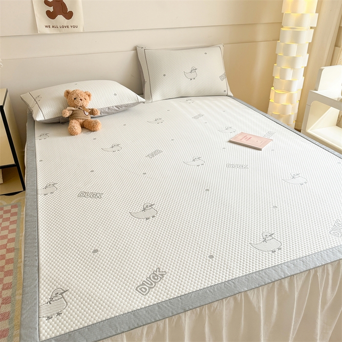 91家纺网 家纺一手货源 找家纺 慕尚家纺 2025新款卡通凉豆豆凉感冰丝席凉席 床席款-小鸭