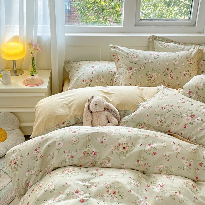 91家纺网 家纺一手货源 找家纺 涵宸家纺 2024新款全棉小清新印花单品套件--单被套 浅香