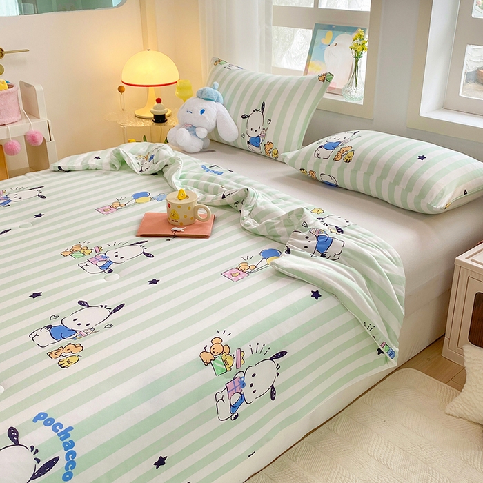 91家纺网 家纺一手货源 找家纺 DS-2025新款儿童卡通三丽鸥正版授权A类针织棉夏被系列 气球帕恰狗