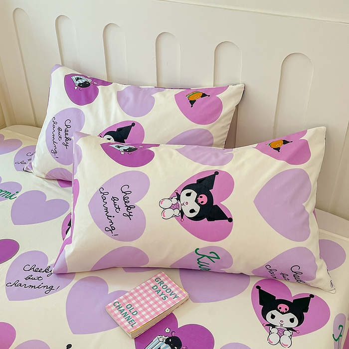 91家纺网 家纺一手货源 找家纺 博雅 2024新款三丽鸥正版授权全棉活性印花单床笠 心心库洛米