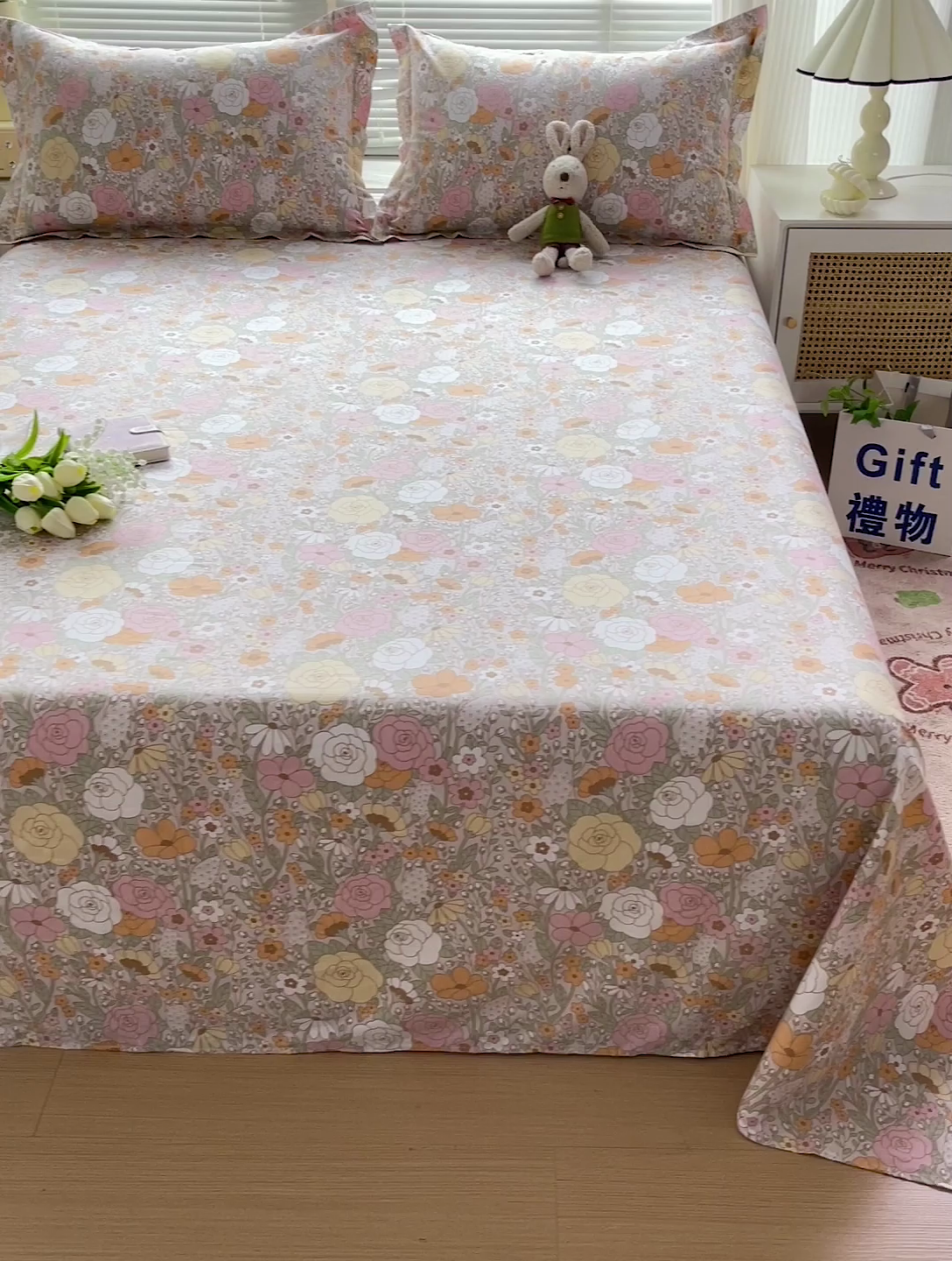 91家纺网 家纺一手货源 找家纺 大柏树 2025新款全棉13376印花四件套系列（可定制）-单床单 灵韵