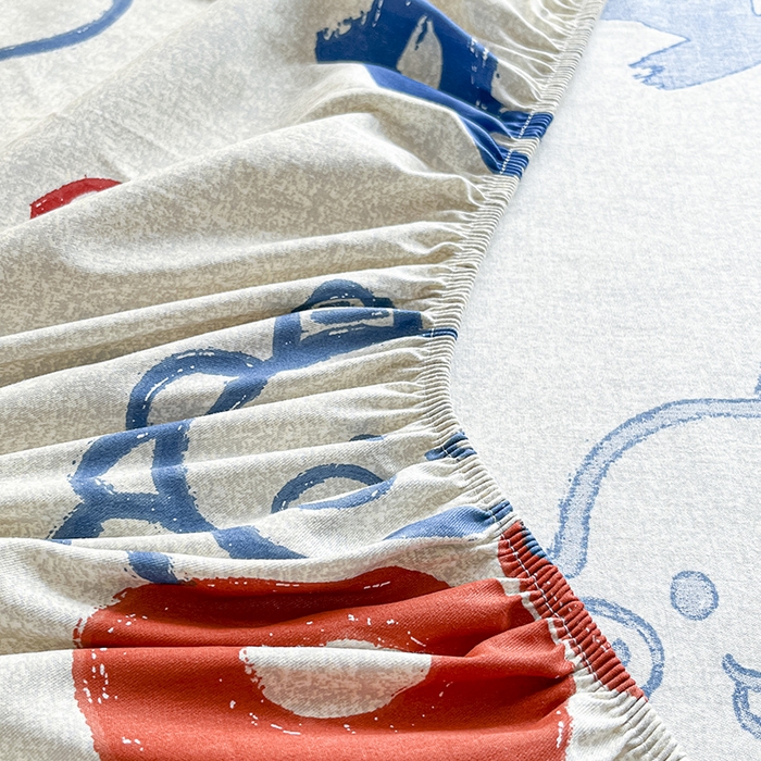 91家纺网 家纺一手货源 找家纺 涵宸家纺 2024新款全棉小清新印花单品套件--单床笠 床笠-皮皮龙