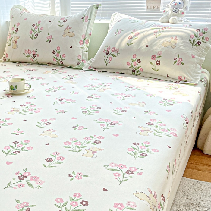 91家纺网 家纺一手货源 找家纺 涵宸家纺 2024新款全棉小清新印花单品套件--单枕套 枕套-甜糖奶咖