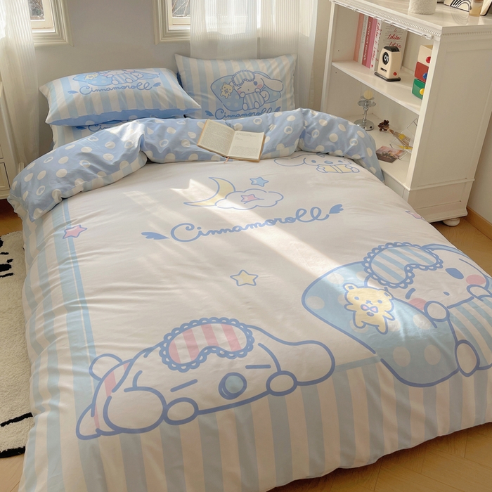 91家纺网 家纺一手货源 找家纺 星座 2025大版全棉三丽鸥四件套 晚安玉桂狗