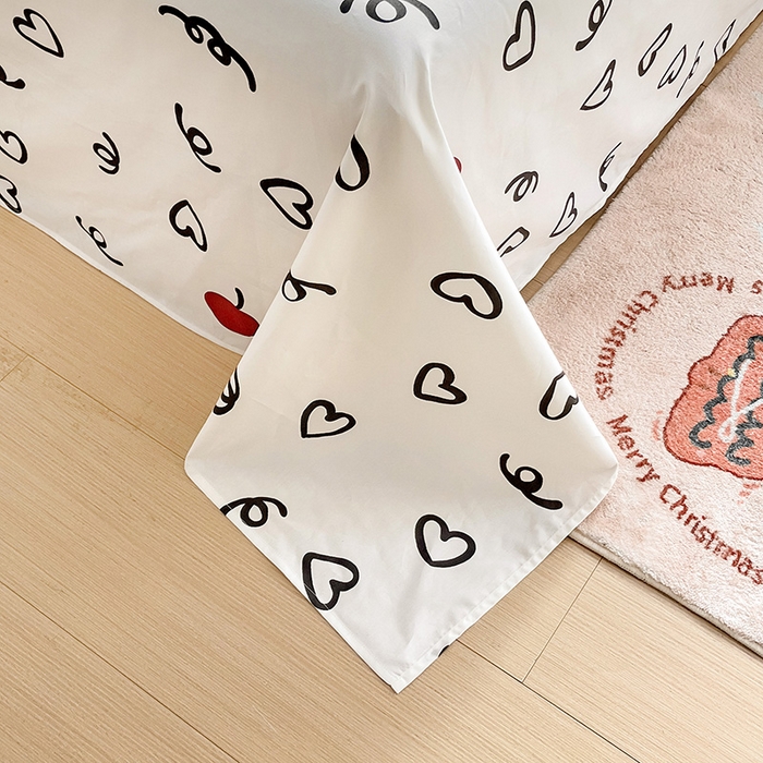 91家纺网 家纺一手货源 找家纺 大柏树 2025新款全棉13376印花四件套系列（可定制）-单床单 比心-红