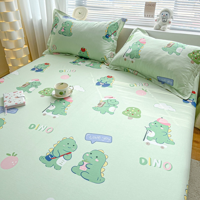 91家纺网 家纺一手货源 找家纺 涵宸家纺 2024新款全棉小清新印花单品套件--单床单 床单-龙游记