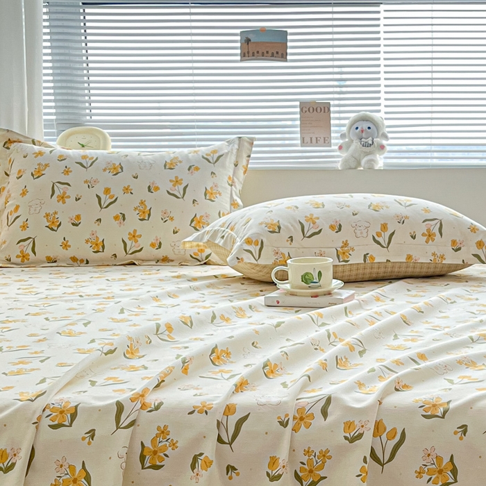 91家纺网 家纺一手货源 找家纺 涵宸家纺 2024新款全棉小清新印花单品套件--单枕套 枕套-菊馨兔