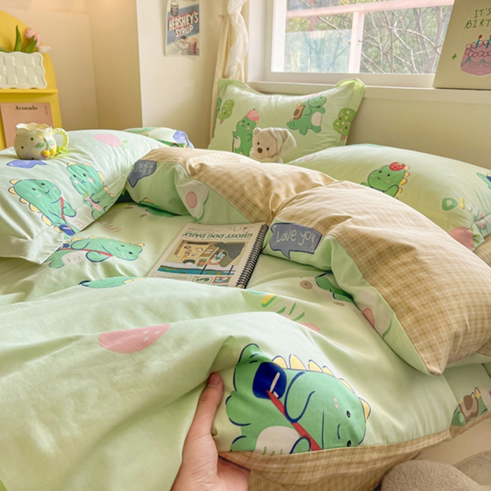 91家纺网 家纺一手货源 找家纺 涵宸家纺 2024新款全棉小清新印花单品套件--单被套 龙游记