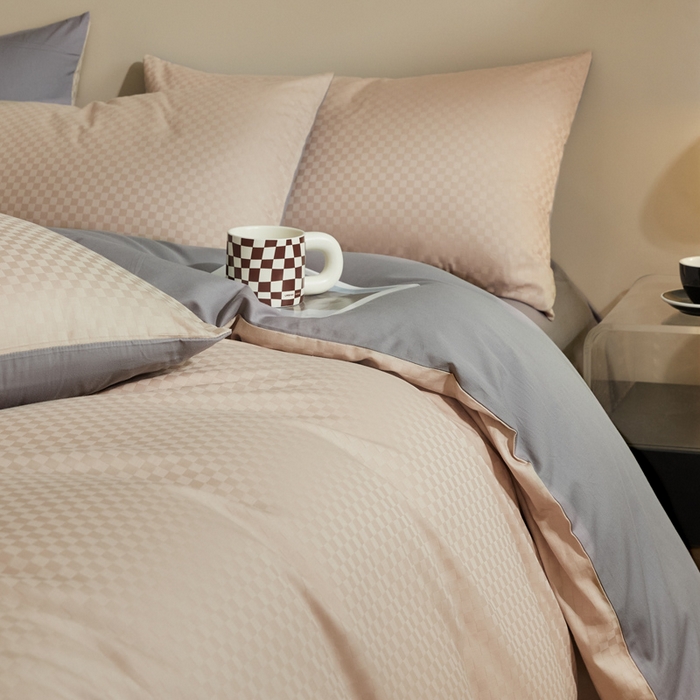 91家纺网 家纺一手货源 找家纺 涵宸家纺 2024新款全棉提花四件套-菲比 菲比-莎灰