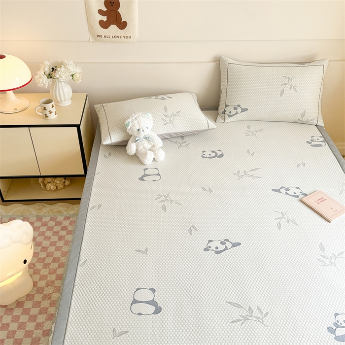 91家纺网 家纺一手货源 找家纺 慕尚家纺 2025新款卡通凉豆豆凉感冰丝席凉席 床席款-小熊猫