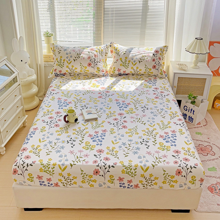 91家纺网 家纺一手货源 找家纺 大柏树 2025新款全棉13376印花四件套系列（可定制）-单床笠 云梦花都