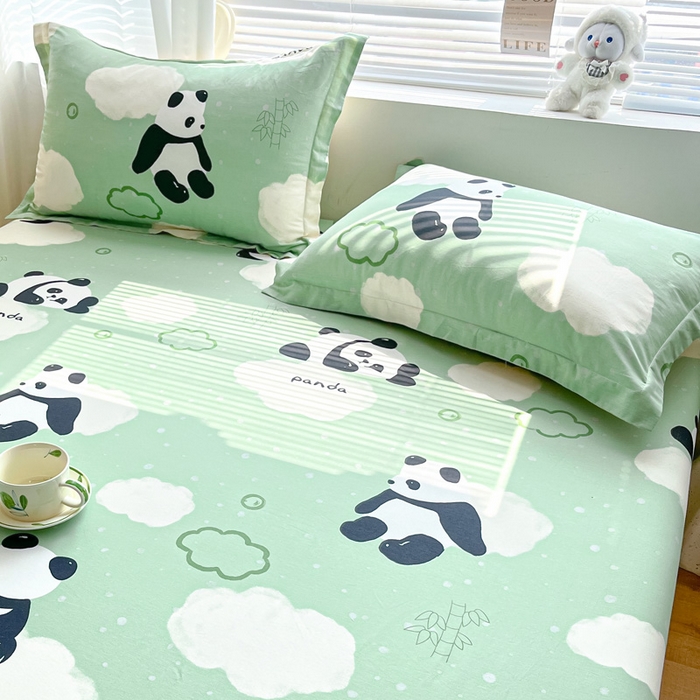 91家纺网 家纺一手货源 找家纺 涵宸家纺 2024新款全棉小清新印花单品套件--单枕套 枕套-云影熊