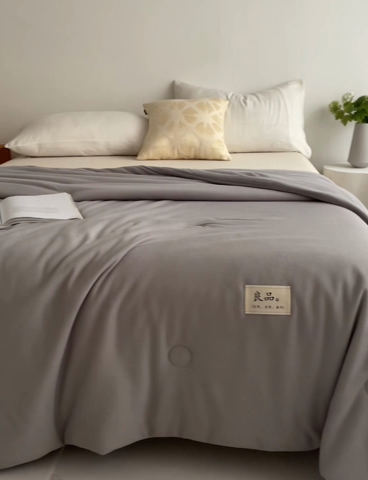 91家纺网 家纺一手货源 找家纺 慕尚家纺 2025新款针织棉华夫格夏被 华夫格 星空灰