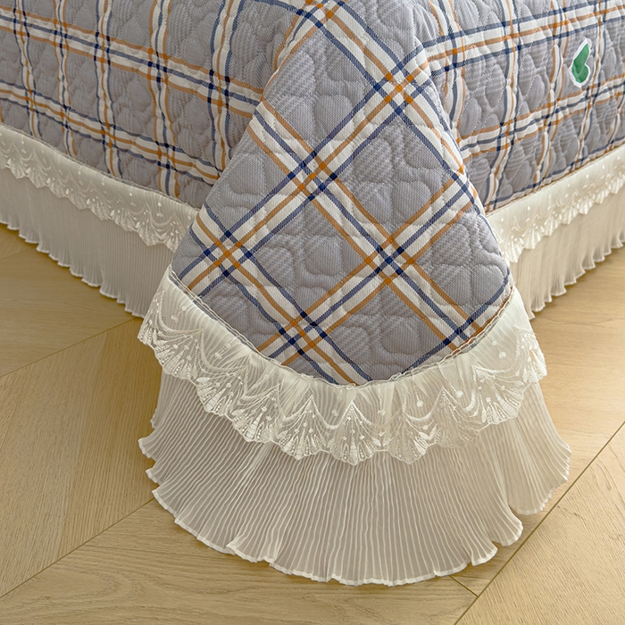 91家纺网 家纺一手货源 找家纺 冬然 2023新款全棉床盖纯棉床盖夹棉床单全棉床单纯棉床单爱心格灰