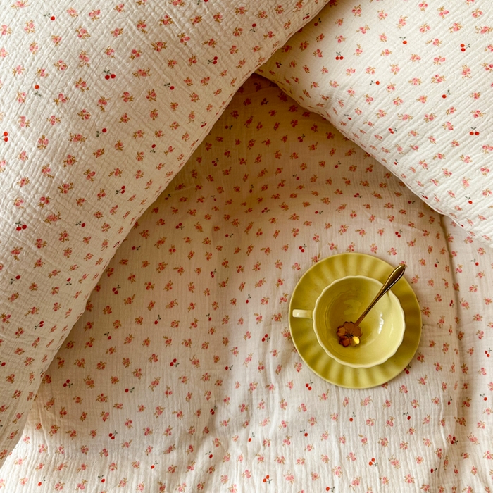 91家纺网 家纺一手货源 找家纺 千朵 2024新款全棉双层纱四件套 陌上花开