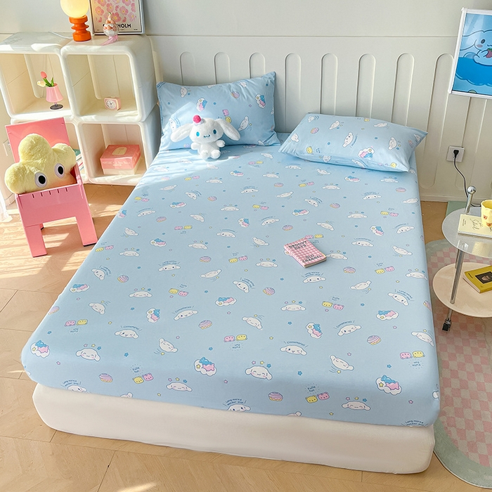 91家纺网 家纺一手货源 找家纺 博雅 2024新款三丽鸥正版授权全棉活性印花单床笠 甜心玉桂狗