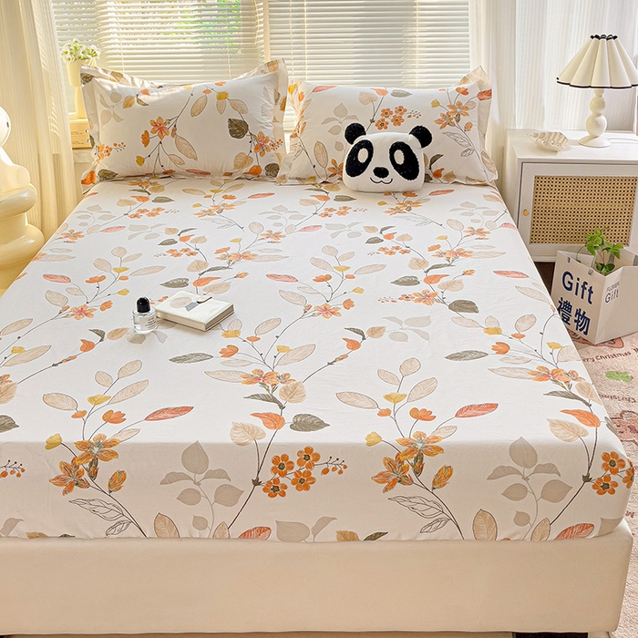 91家纺网 家纺一手货源 找家纺 大柏树 2025新款全棉13376印花四件套系列（可定制）-单床笠 浅花悠悠