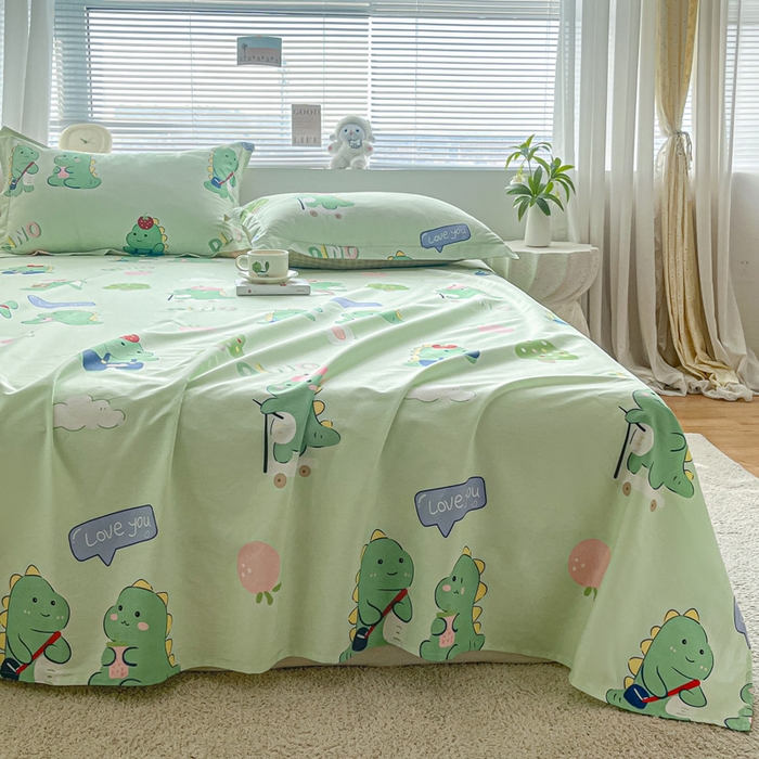 91家纺网 家纺一手货源 找家纺 涵宸家纺 2024新款全棉小清新印花单品套件--单床单 床单-龙游记