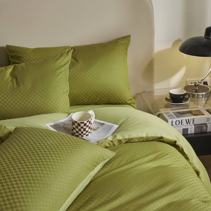 91家纺网 家纺一手货源 找家纺 涵宸家纺 2024新款全棉提花四件套-菲比 菲比-富贵绿