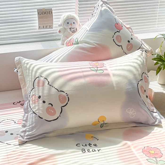 91家纺网 家纺一手货源 找家纺 涵宸家纺 2024新款全棉小清新印花单品套件--单枕套 枕套-萌萌彩