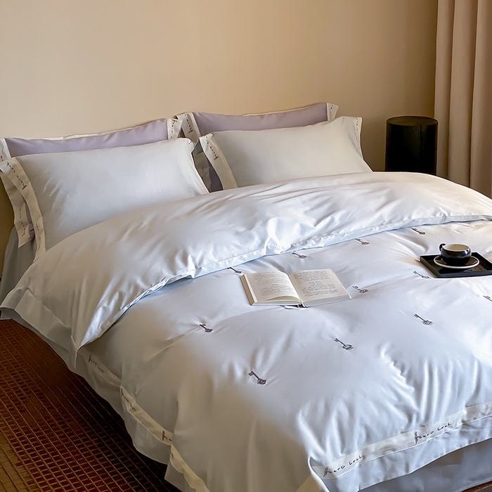 91家纺网 家纺一手货源 找家纺 （总）赫帛 2024新款50s缎纹数码印花长绒棉四件套--钥匙系列