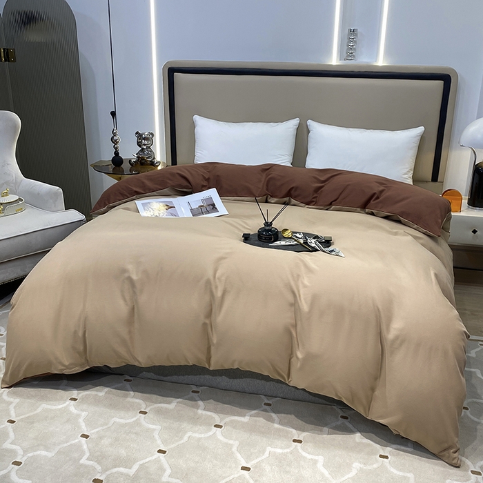 91家纺网 家纺一手货源 找家纺 （总）富馨莱 2024新款60支A类全棉纯棉磨毛纯色双拼被套