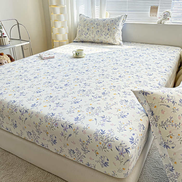 91家纺网 家纺一手货源 找家纺 涵宸家纺 2024新款全棉小清新印花单品套件--单床笠 床笠-云梦泽