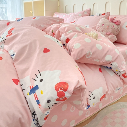 91家纺网 家纺一手货源 找家纺 （总）博雅 2024新款全棉三丽鸥AB版活性印花四件套