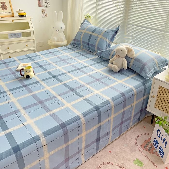 91家纺网 家纺一手货源 找家纺 大柏树 2025新款全棉13376印花四件套系列（可定制）-单床单 卡洛塔-蓝